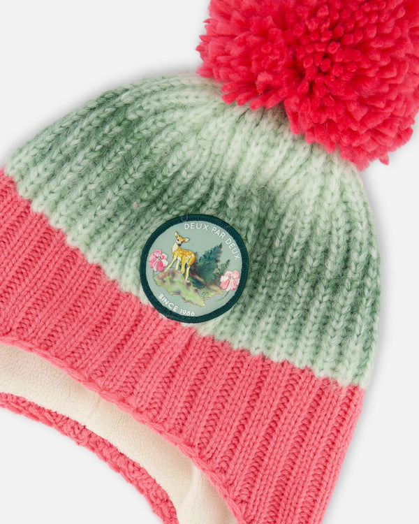 Peruvian Knit Hat Pink And Gradient Green Winter Accessories Deux par Deux