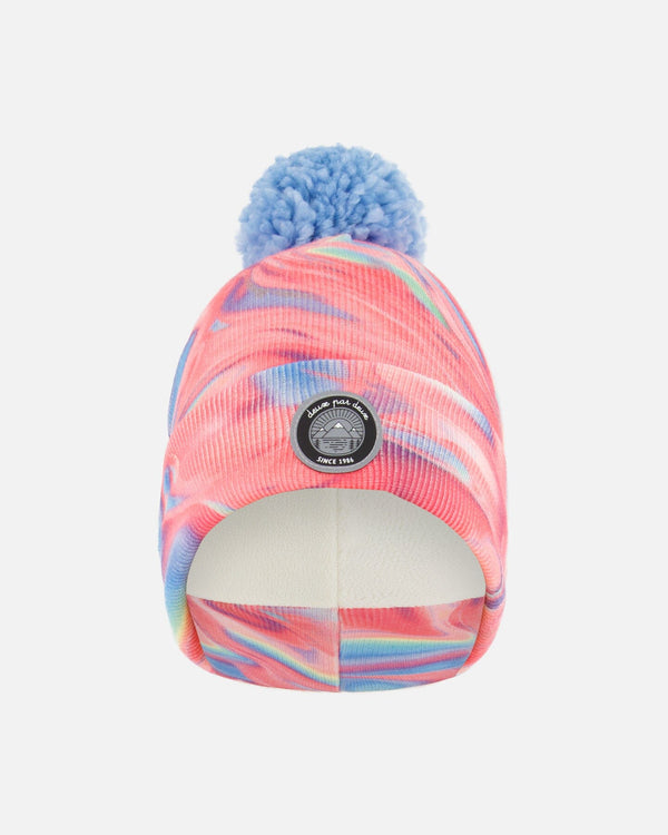 Knit Hat Pink And Air Blue Marble Winter Accessories Deux par Deux