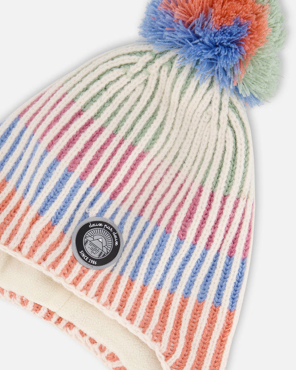 Peruvian Knit Hat Pastel Colors With Tassels Winter Accessories Deux par Deux