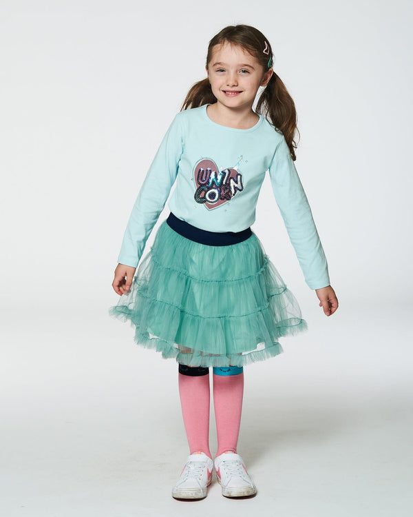 Organic Cotton T-Shirt With Print Light Blue Tees & Tops Deux par Deux