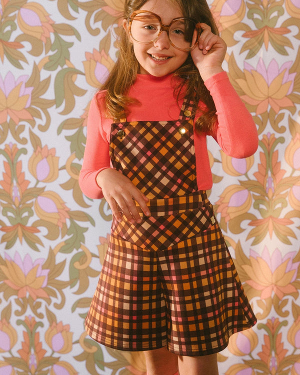 Milano Shortall Plaid Magenta And Brown Pants & Shorts Deux par Deux