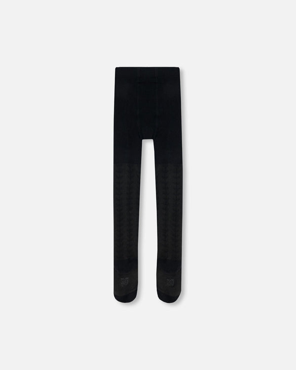Tonal Jacquard Tights Black Accessories Deux par Deux