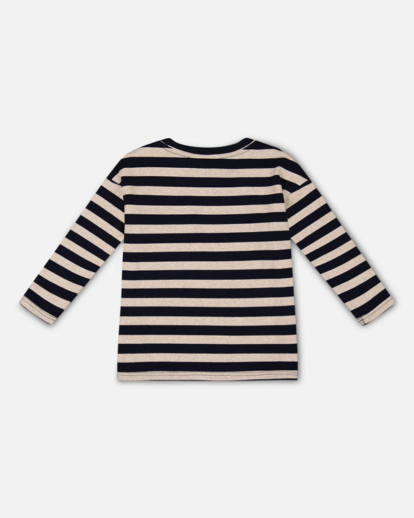 Striped Rib T-Shirt Navy Tees & Tops Deux par Deux