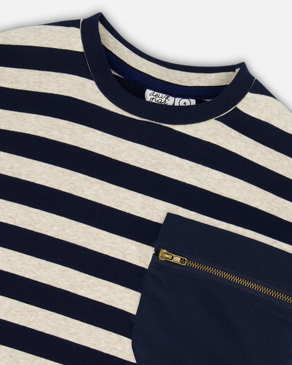 Striped Rib T-Shirt Navy Tees & Tops Deux par Deux