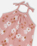 Printed Muslin Tie Strap Jumpsuit Pink And White Flowers - G30A42_067