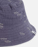 Printed Muslin Bucket Hat Navy Blue Paper Boats - G30AH_065