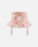 Printed Muslin Bucket Hat Pink And White Flowers - G30AH_067