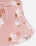 Printed Muslin Bucket Hat Pink And White Flowers - G30AH_067