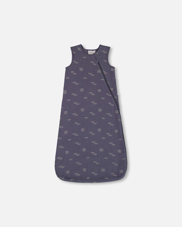 Printed Muslin Sleep Sack Navy Blue Paper Boats - G30ASB_065