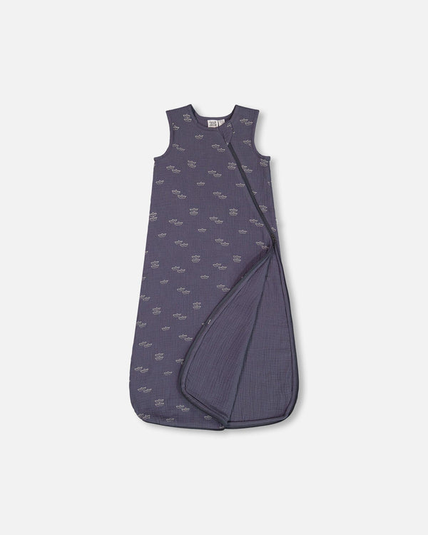 Printed Muslin Sleep Sack Navy Blue Paper Boats - G30ASB_065