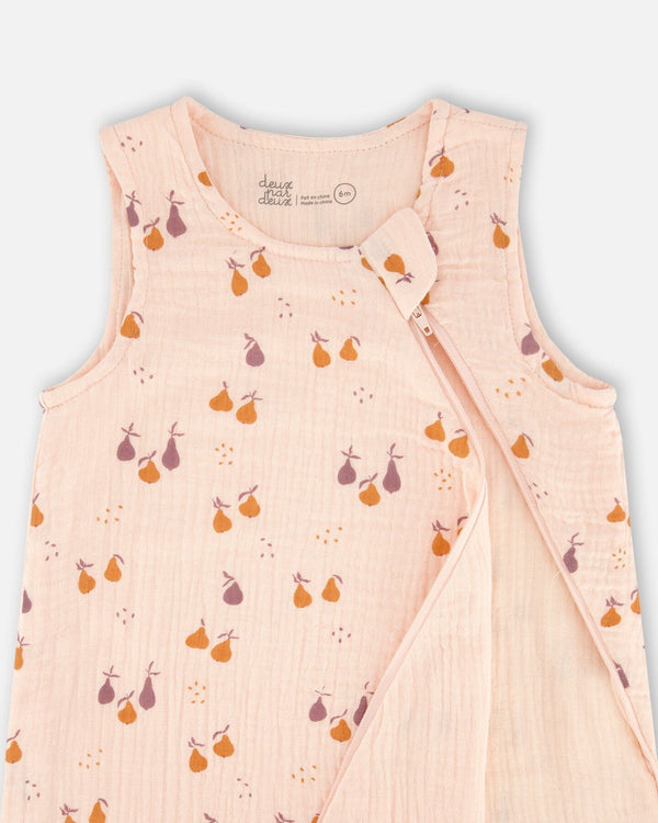 Printed Muslin Sleep Sack Peach With Pears - G30ASB_070