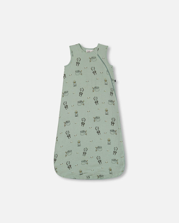 Printed Muslin Sleep Sack Sage Monkey - G30ASB_071