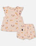 Printed Muslin Top And Bloomer Set Peach With Pears - G30B13_070