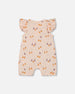 Printed Muslin One Piece Romper Peach With Pears - G30B40_070