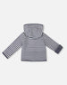 Reversible Organic Cotton Hooded Jacket Navy Striped Blue - G30D30_000