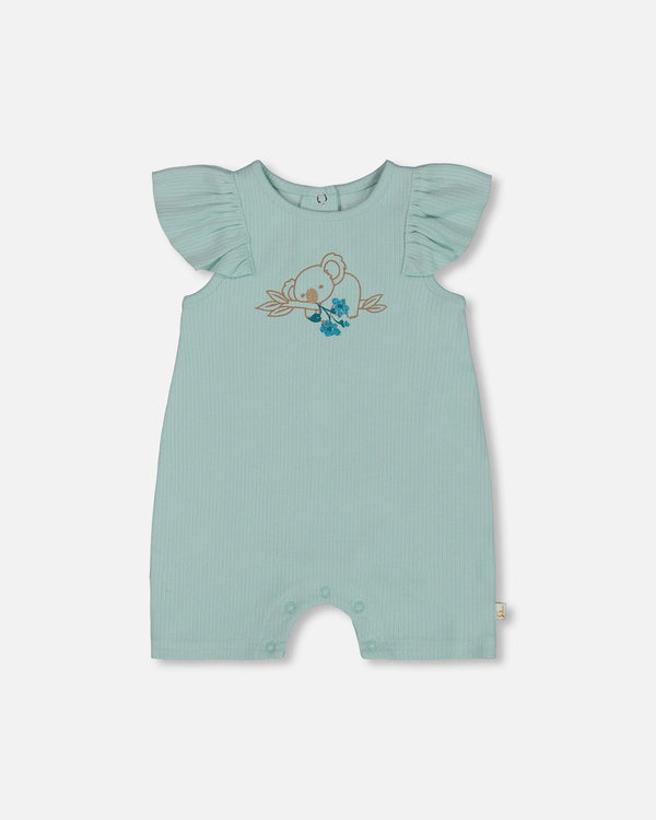 Organic Cotton Romper With Frills Light Blue - G30F40_410