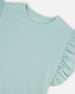 Flat Back Rib Tee With Embroidery And Frills Pale Teal - G30F72_410
