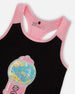 Organic Cotton Racerback Tank Top Black And Candy Machine - G30K70_999