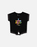 Organic Cotton Tee With Print And Knot Black And Multicolored - G30K71_999