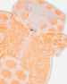 Printed Terry Romper With Hood Vibrant Orange And White - G30MG40_807