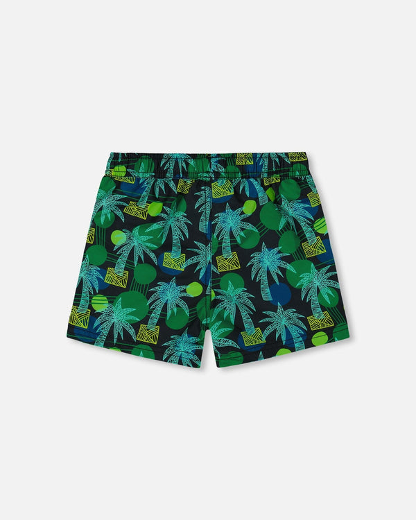 Printed Swim Trunks Green Jungle On Black - G30NB11_040