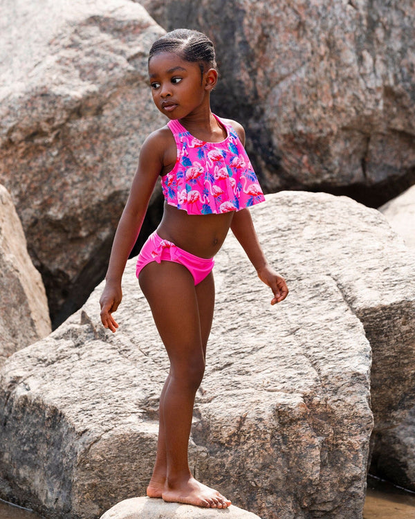 Printed Two-Piece Swimsuit Candy Pink And Pink Flamingo - G30NG72_056