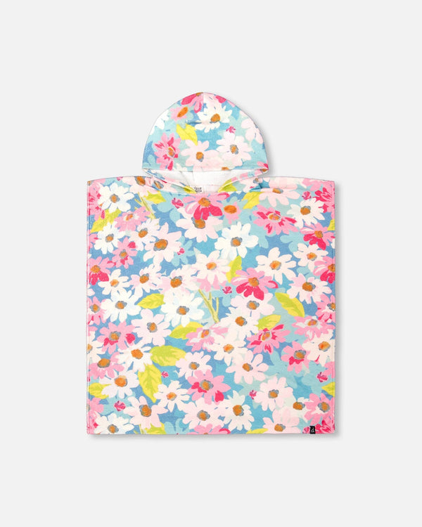 Poncho De Plage Motif Floral Blanc Swimwear Deux par Deux