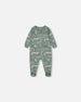Printed Organic Cotton One-Piece Pajama Light Sage And Gray Crocodile - G30PA40US_043