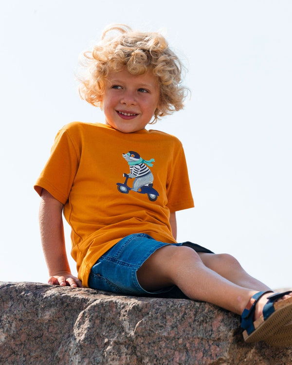 Organic Cotton Tee Vibrant Orange And Blue Vespa - G30S70_240