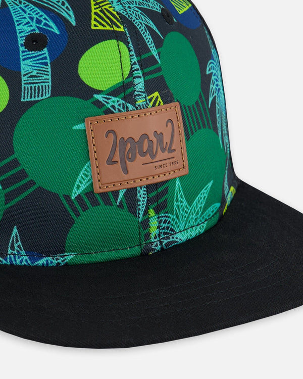 Printed Cap Green Jungle On Black - G30VBC_040