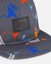 Printed Cap Orange, Red, And Blue Sharks On Gray - G30VBC_041
