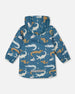 Blue Raincoat With Crocodiles That Change Color Upon Contact With Water Outerwear Deux par Deux