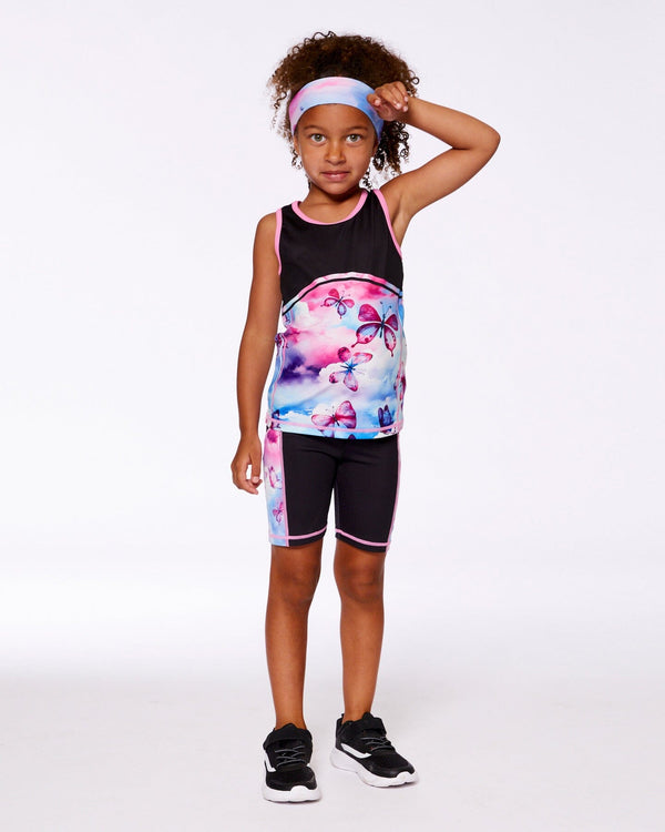 Printed Athletic Biker Short Black, Pink And Multicolored Butterflies - G30XG27_999