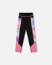 Colorblock Athletic Leggings Black And Multicolored Butterflies - G30XG60_999