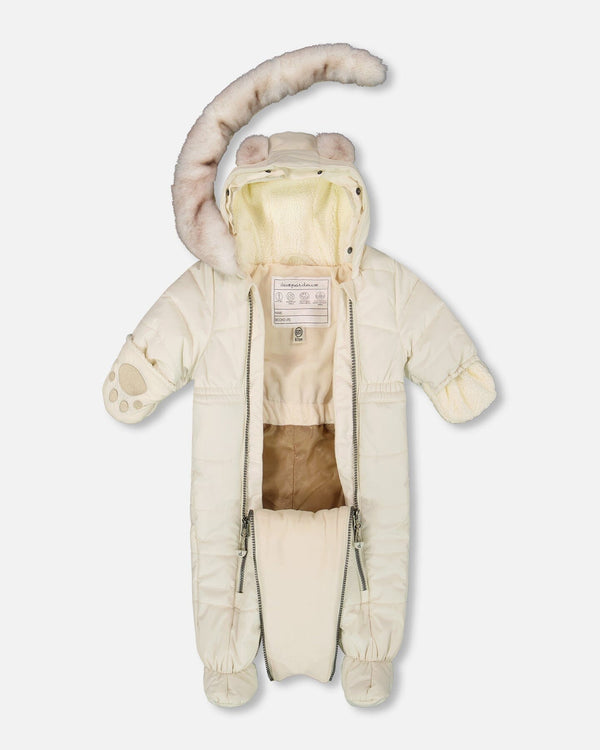 One-Piece Baby Layette Snowsuit Designed For Car Seat White Asparagus - H10A602_165