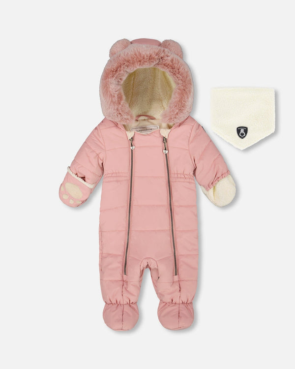One-Piece Baby Layette Snowsuit Designed For Car Seat Dusty Pink - H10A602_637