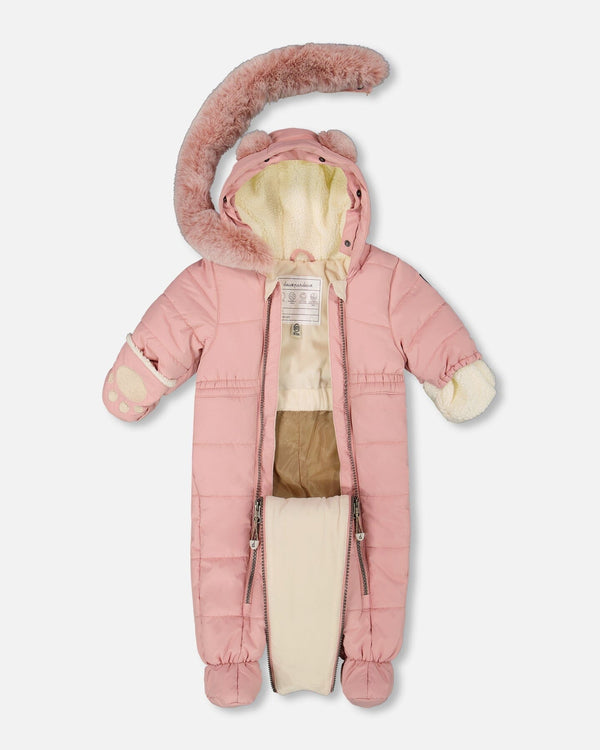 One-Piece Baby Layette Snowsuit Designed For Car Seat Dusty Pink - H10A602_637