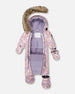 One-Piece Baby Play Snowsuit Designed For Car Seat Lilac Cat Print - H10PBG74_008