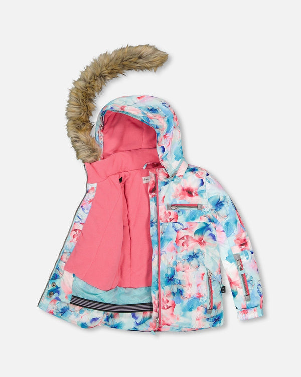 Two-Piece Play Snowsuit With Printed Jacket Flash Coral - H10PG84_640