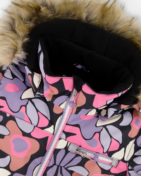 Two-Piece Play Snowsuit With Allover Print Jacket And Solid Pant Black - H10PG85_999