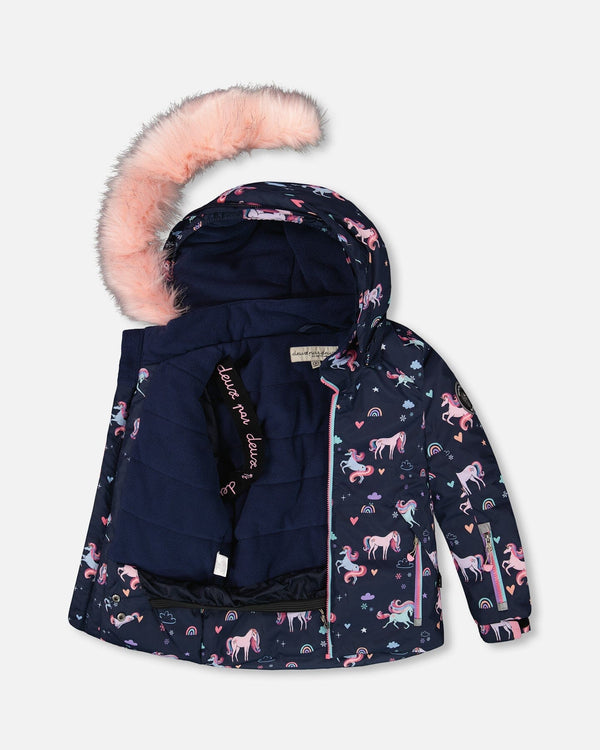 Two-Piece Play Snowsuit With Printed Jacket And Solid Pant Candy Pink - H10PG95_639