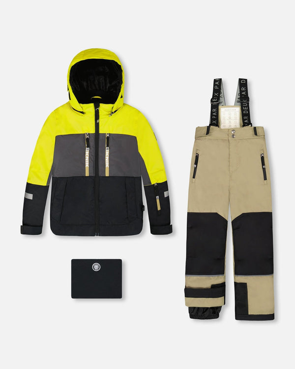 Two-Piece Teknik Snowsuit Colorblocked Light Khaki Green - H10TB51_364