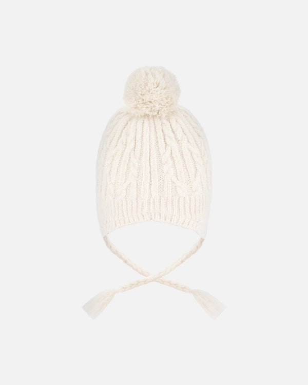 Lined Winter Hat With Pompom Off-White - H10XT1_165