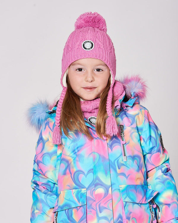 Lined Winter Hat With Pompom Purple - H10XT1_519