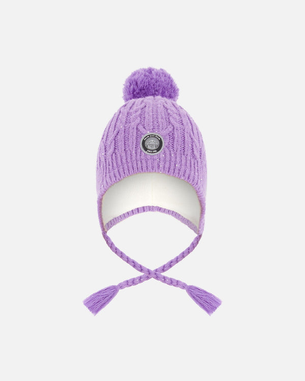 Lined Winter Hat With Pompom Lavender - H10XT1_530