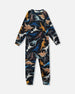 One-Piece Thermal Underwear Black Dinosaur Print - H10Y700_026