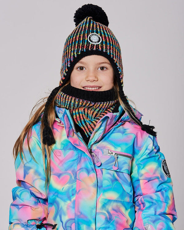 Lined Peruvian Knit Pompom Hat Black And Multicolor - H10Z03_000