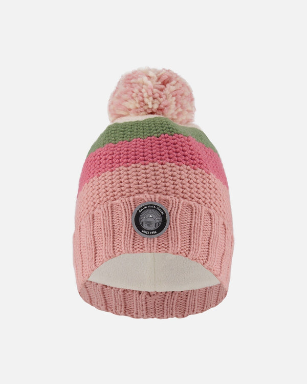 Lined Knit Pompom Hat Pink And Green - H10Z09_000