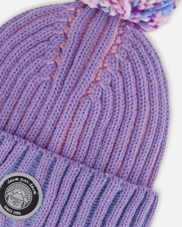 Lined Knit Pompom Hat Blue, Purple And Pink - H10Z30_000