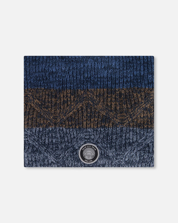 Lined Knit Neckwarmer Taupe And Navy - H10Z42_000